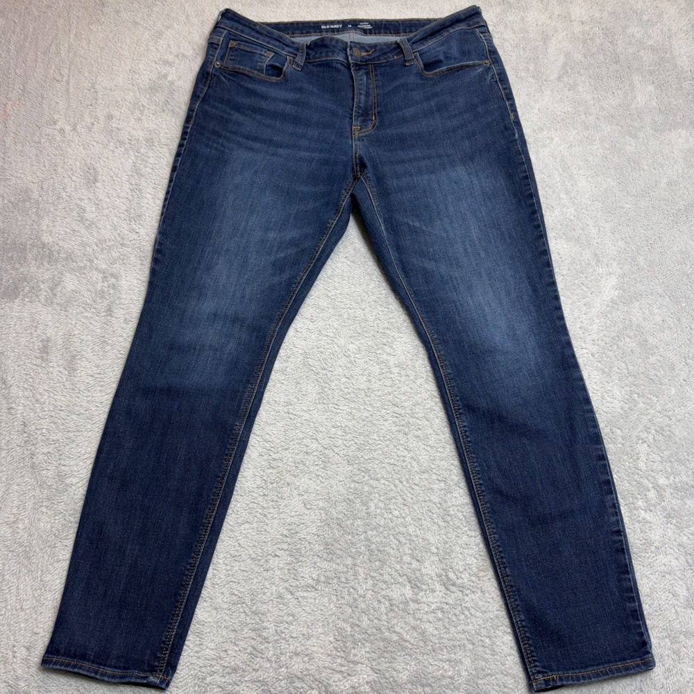 Old Navy Rockstar Super Skinny Jeans Womens 14 Blue Mid Rise Dark Wash Stretch